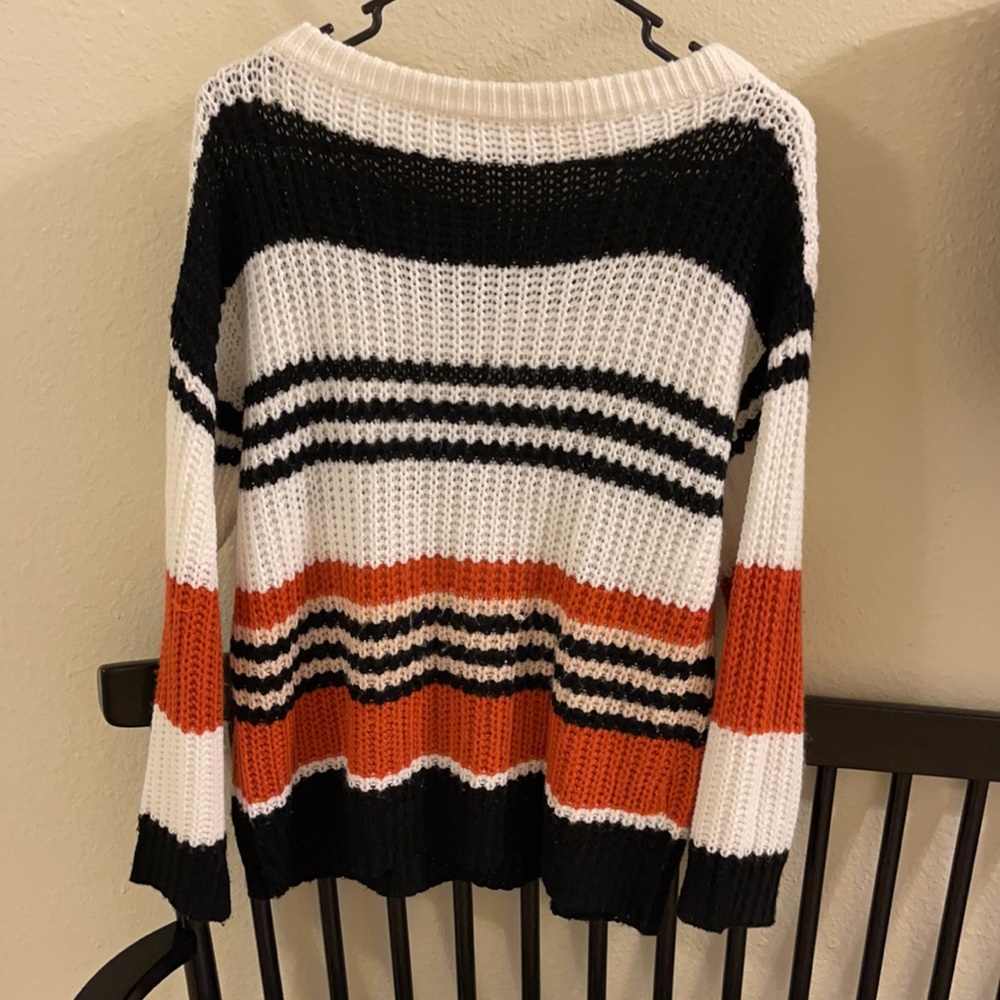 The Mint Julep| Rust Multicolored Striped Sweater - image 4